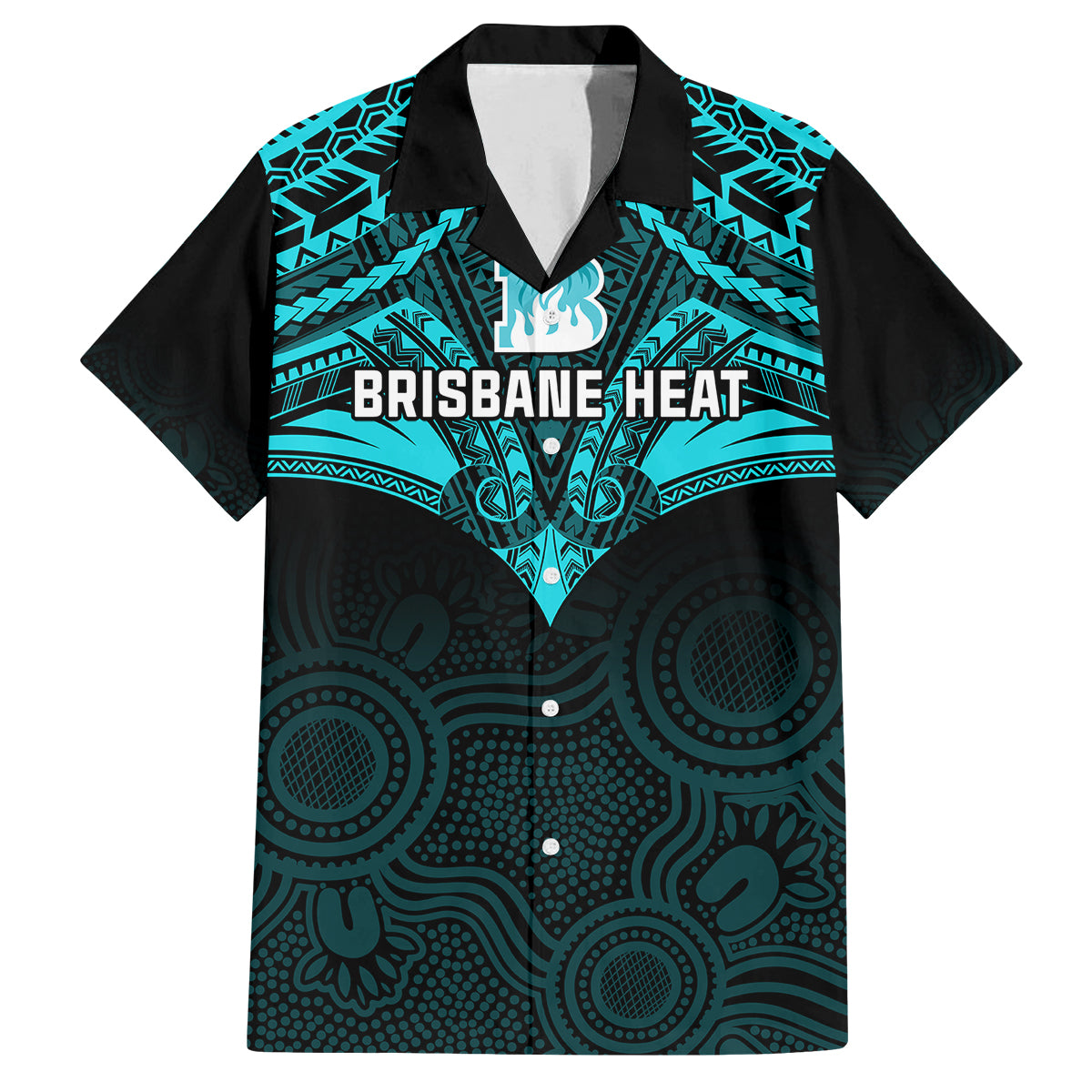 brisbane-heat-cricket-family-matching-tank-maxi-dress-and-hawaiian-shirt-2023-unique-indigenous-art-mix-polynesian-pattern