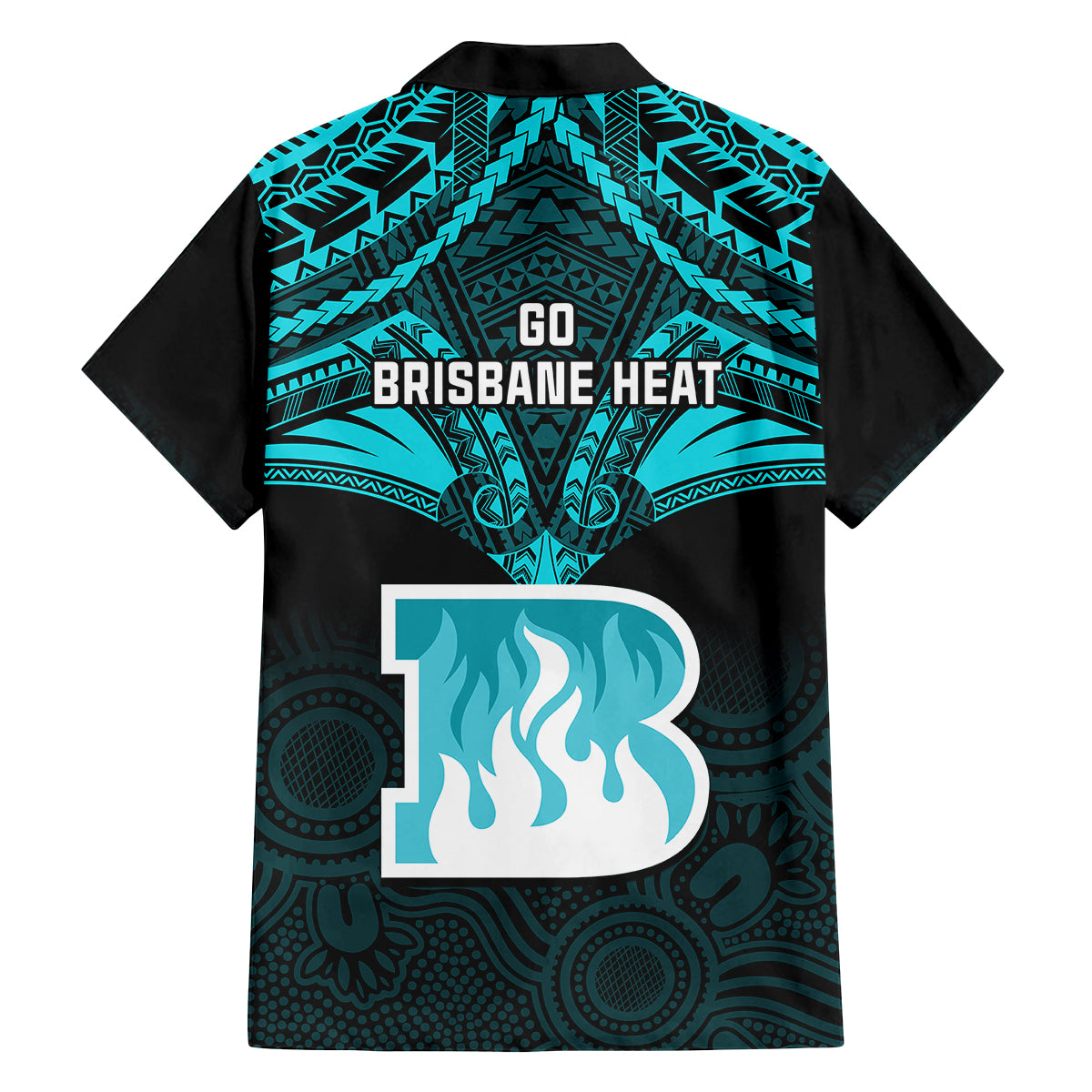 brisbane-heat-cricket-family-matching-tank-maxi-dress-and-hawaiian-shirt-2023-unique-indigenous-art-mix-polynesian-pattern