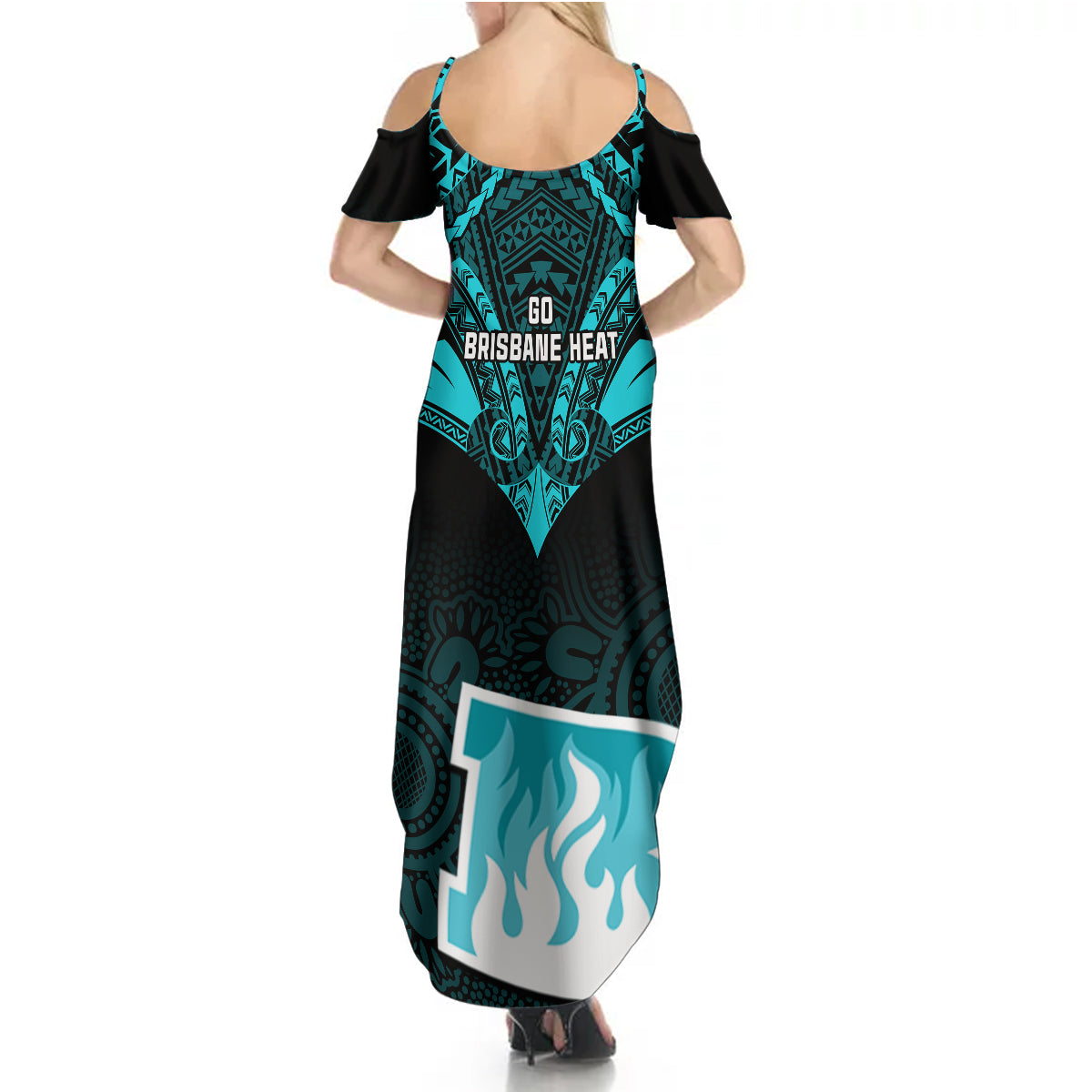 brisbane-heat-cricket-summer-maxi-dress-2023-unique-indigenous-art-mix-polynesian-pattern