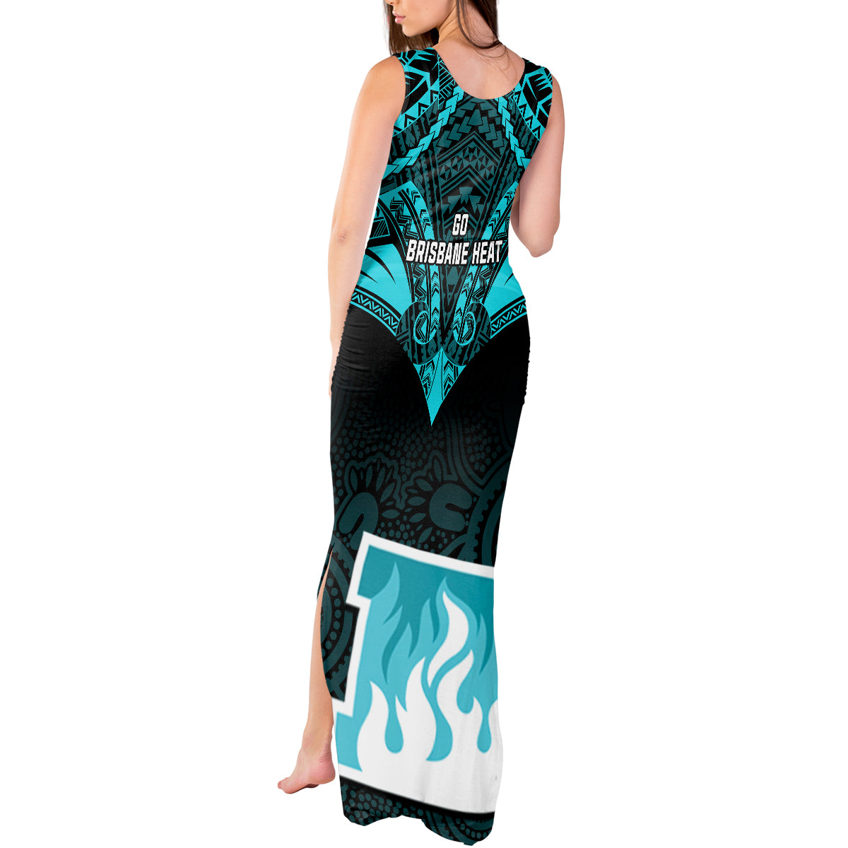 brisbane-heat-cricket-tank-maxi-dress-2023-unique-indigenous-art-mix-polynesian-pattern