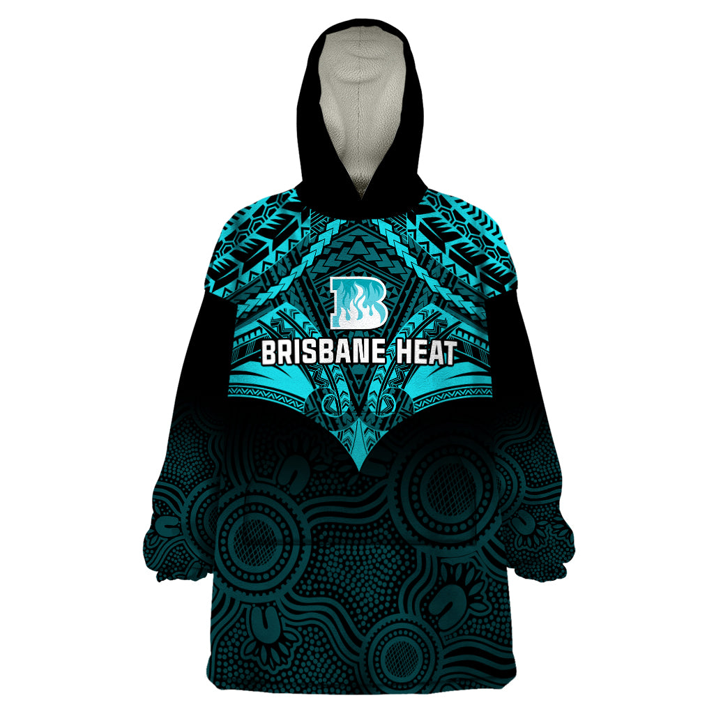 Brisbane Heat Cricket Wearable Blanket Hoodie 2023 Unique Indigenous Art Mix Polynesian Pattern - Vibe Hoodie Shop