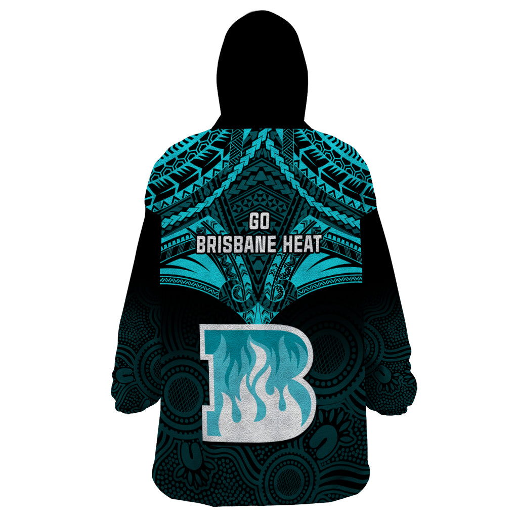 Brisbane Heat Cricket Wearable Blanket Hoodie 2023 Unique Indigenous Art Mix Polynesian Pattern - Vibe Hoodie Shop