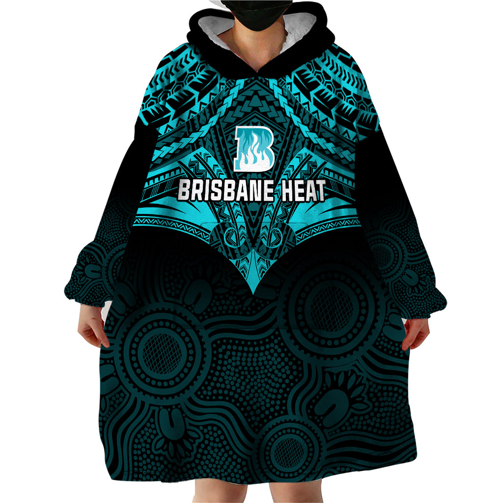 Brisbane Heat Cricket Wearable Blanket Hoodie 2023 Unique Indigenous Art Mix Polynesian Pattern - Vibe Hoodie Shop