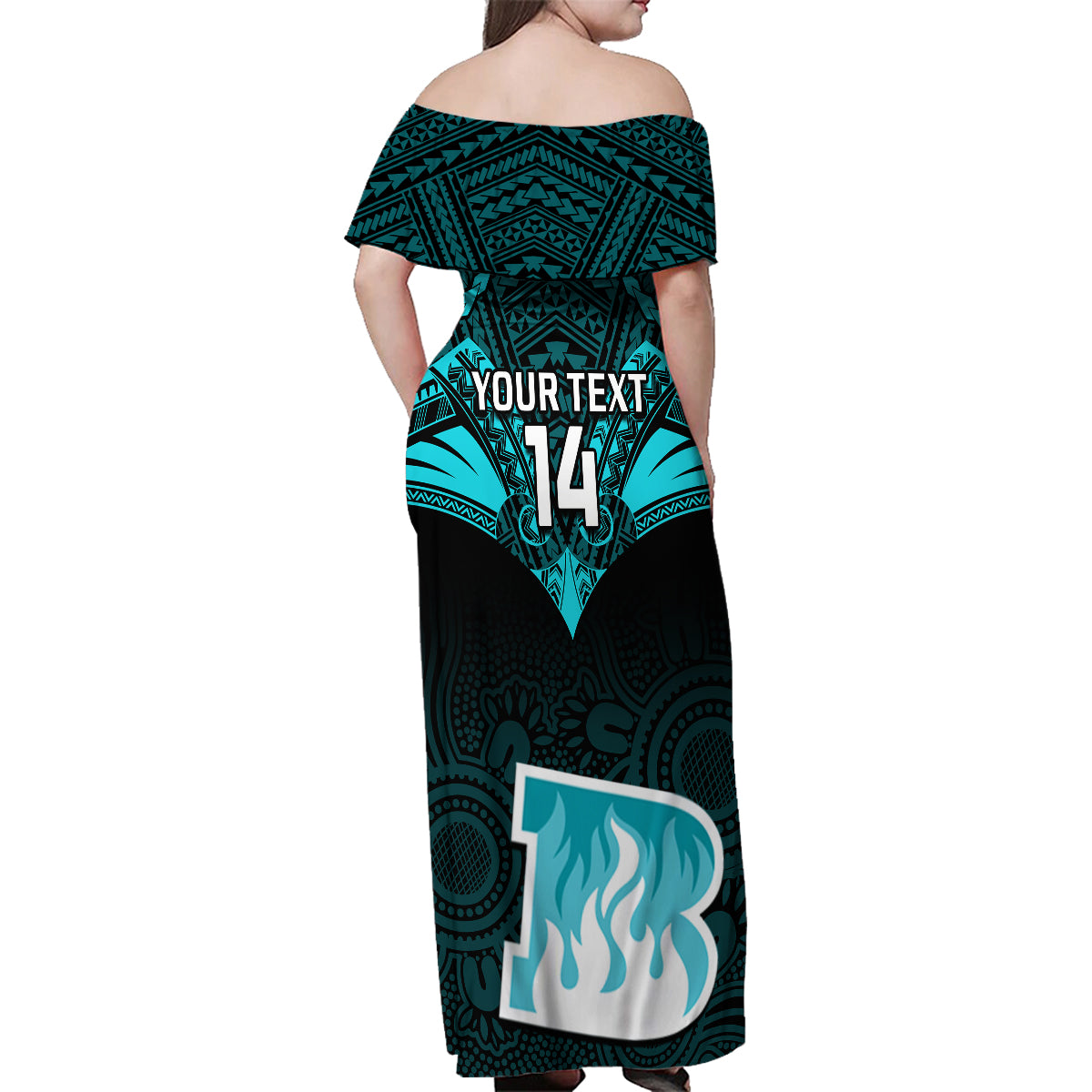 custom-brisbane-heat-cricket-family-matching-off-shoulder-maxi-dress-and-hawaiian-shirt-2023-unique-indigenous-art-mix-polynesian-pattern