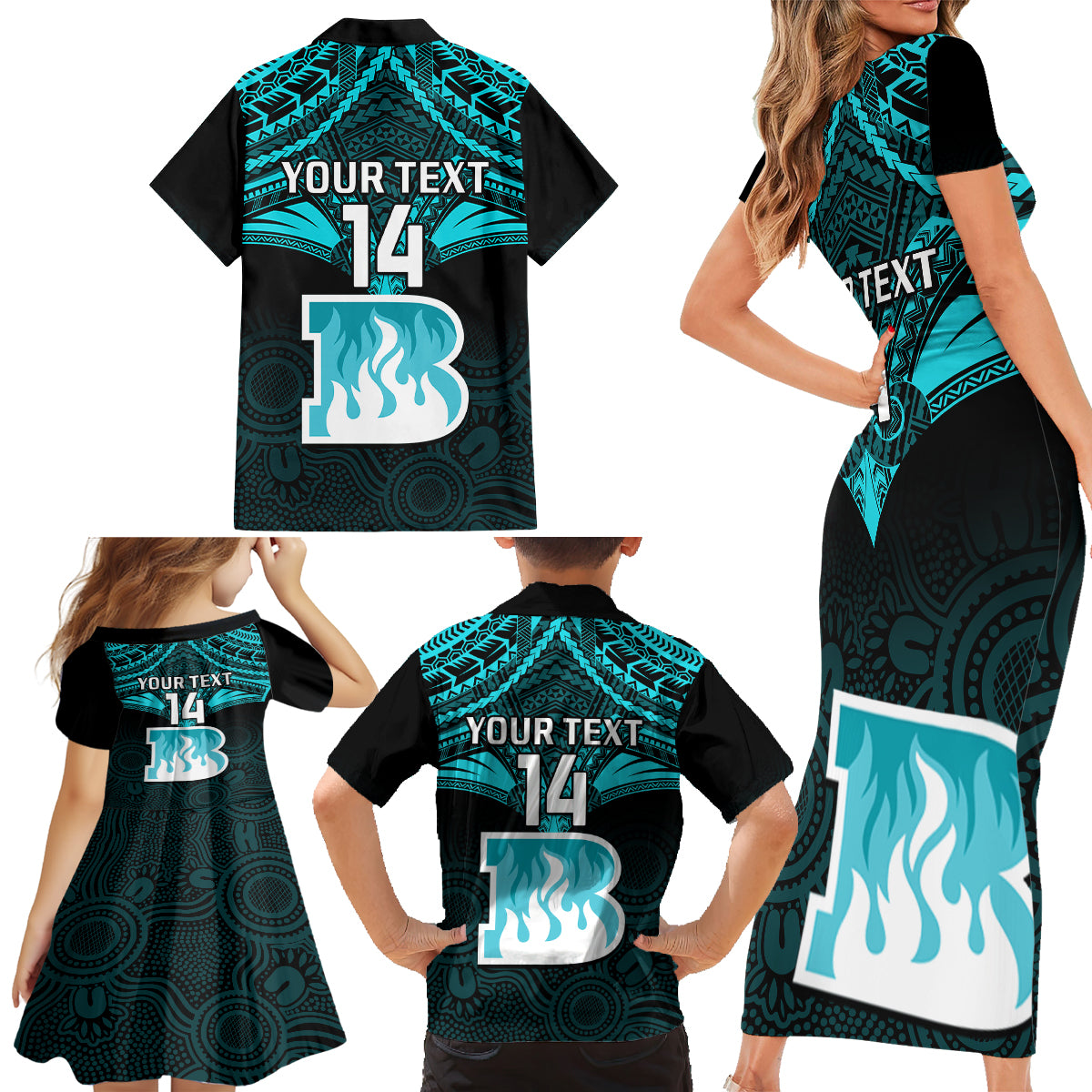 custom-brisbane-heat-cricket-family-matching-short-sleeve-bodycon-dress-and-hawaiian-shirt-2023-unique-indigenous-art-mix-polynesian-pattern