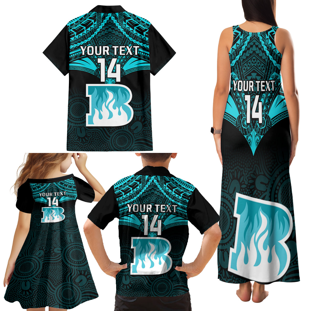 custom-brisbane-heat-cricket-family-matching-tank-maxi-dress-and-hawaiian-shirt-2023-unique-indigenous-art-mix-polynesian-pattern