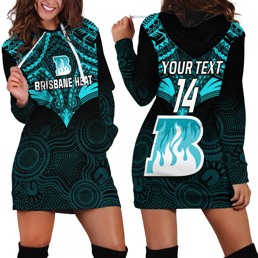 Custom Brisbane Heat Cricket Hoodie Dress 2023 Unique Indigenous Art Mix Polynesian Pattern - Vibe Hoodie Shop