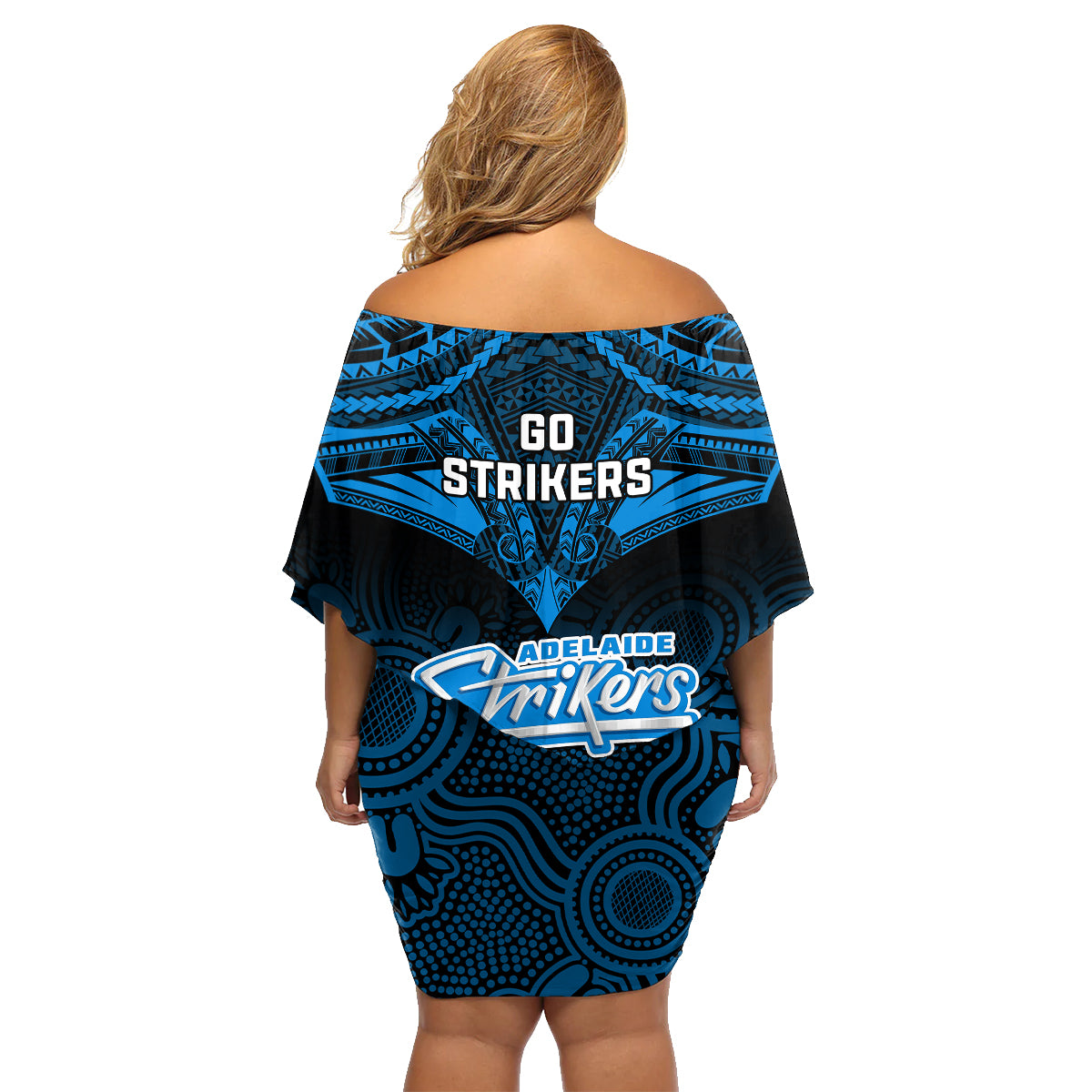 Adelaide Strikers Cricket Family Matching Off Shoulder Short Dress and Hawaiian Shirt 2023 Unique Indigenous Art Mix Polynesian Pattern LT14