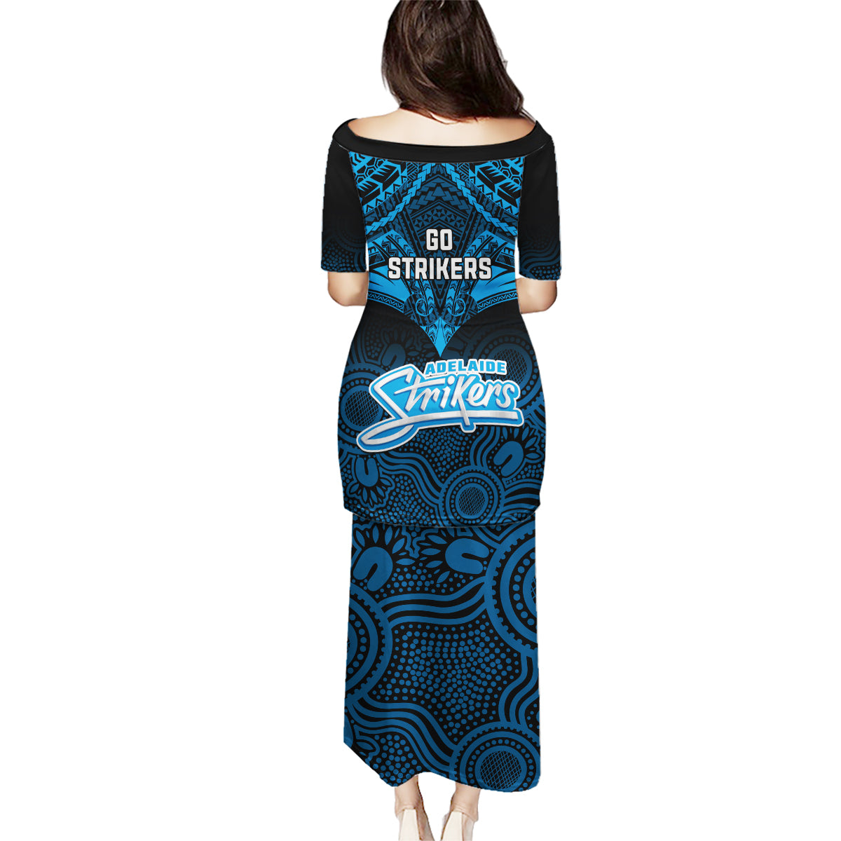 adelaide-strikers-cricket-family-matching-puletasi-dress-and-hawaiian-shirt-2023-unique-indigenous-art-mix-polynesian-pattern