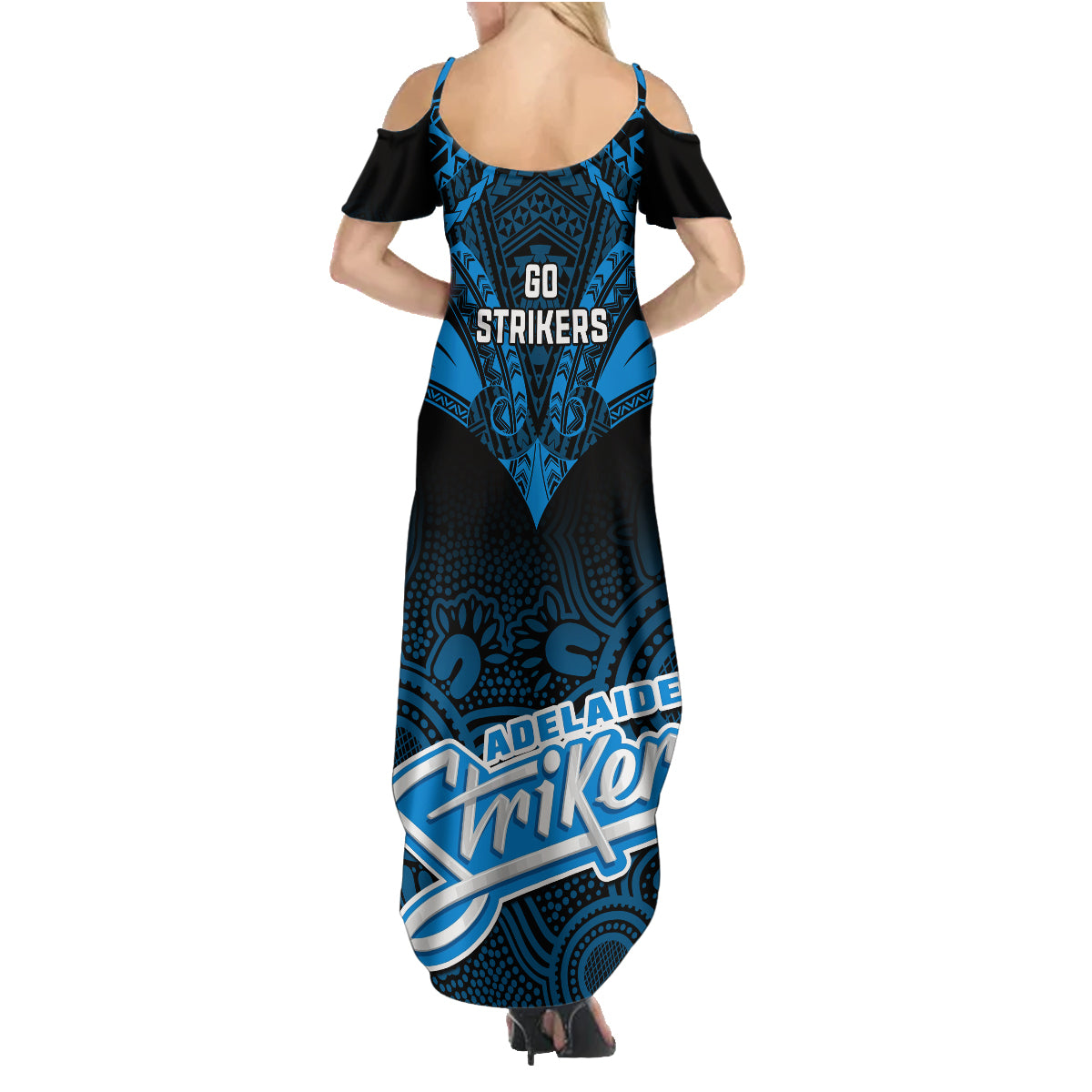 adelaide-strikers-cricket-family-matching-summer-maxi-dress-and-hawaiian-shirt-2023-unique-indigenous-art-mix-polynesian-pattern