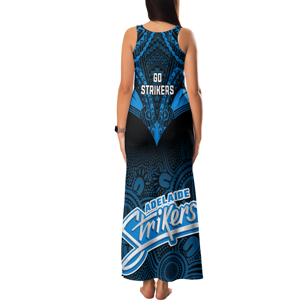 adelaide-strikers-cricket-family-matching-tank-maxi-dress-and-hawaiian-shirt-2023-unique-indigenous-art-mix-polynesian-pattern