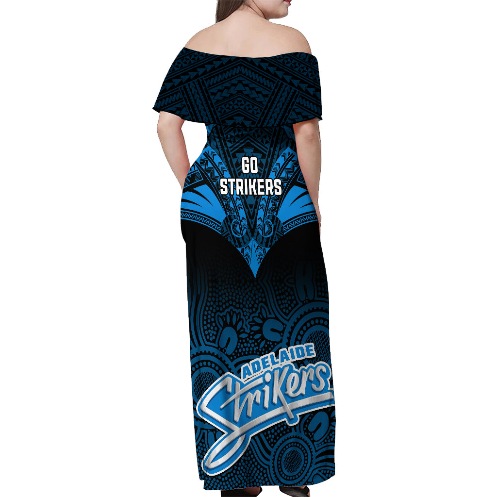 adelaide-strikers-cricket-off-shoulder-maxi-dress-2023-unique-indigenous-art-mix-polynesian-pattern