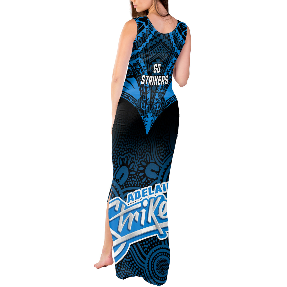 adelaide-strikers-cricket-tank-maxi-dress-2023-unique-indigenous-art-mix-polynesian-pattern