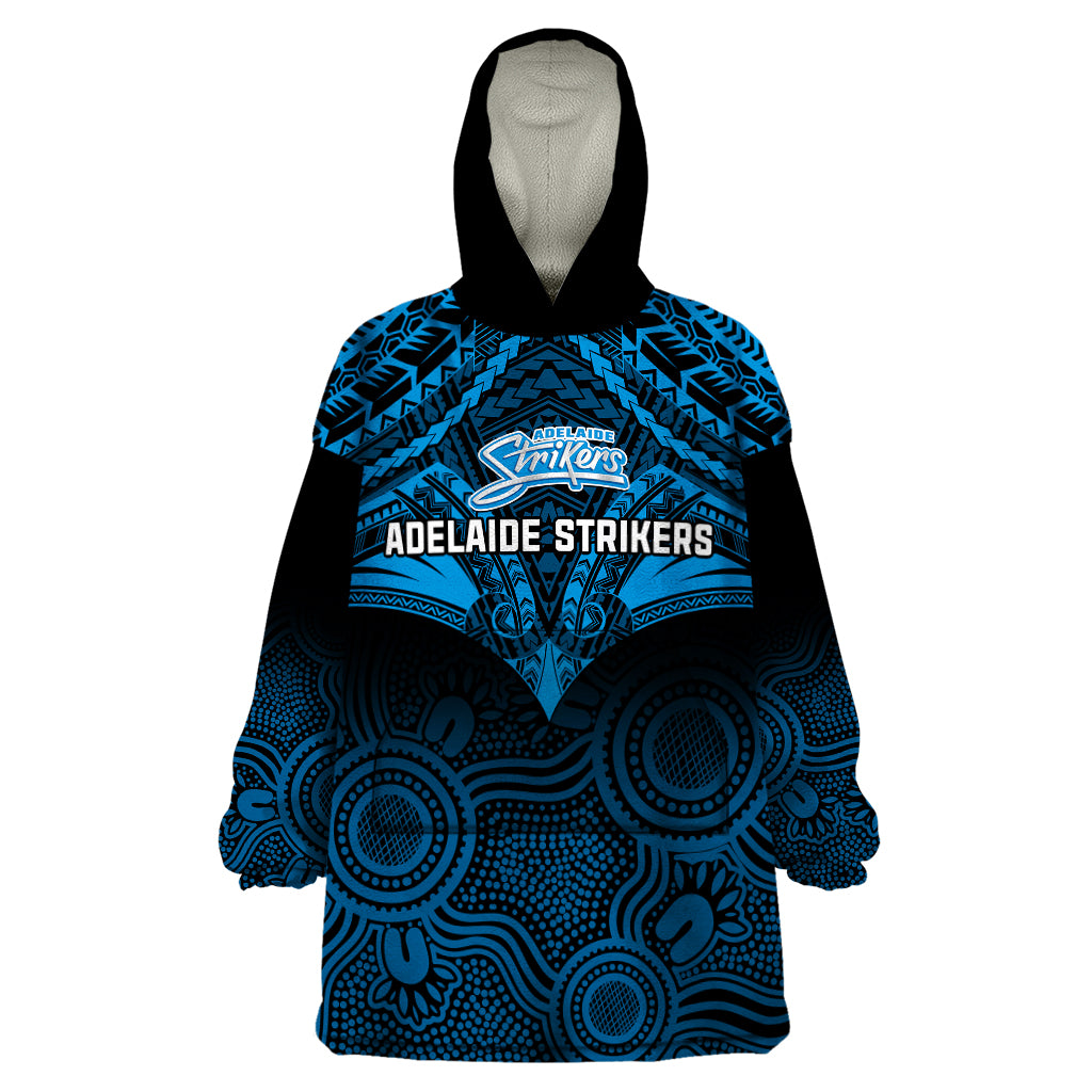 Adelaide Strikers Cricket Wearable Blanket Hoodie 2023 Unique Indigenous Art Mix Polynesian Pattern - Vibe Hoodie Shop