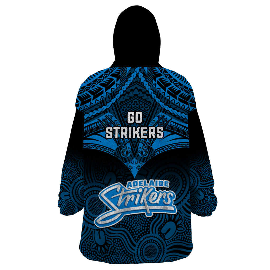 Adelaide Strikers Cricket Wearable Blanket Hoodie 2023 Unique Indigenous Art Mix Polynesian Pattern - Vibe Hoodie Shop