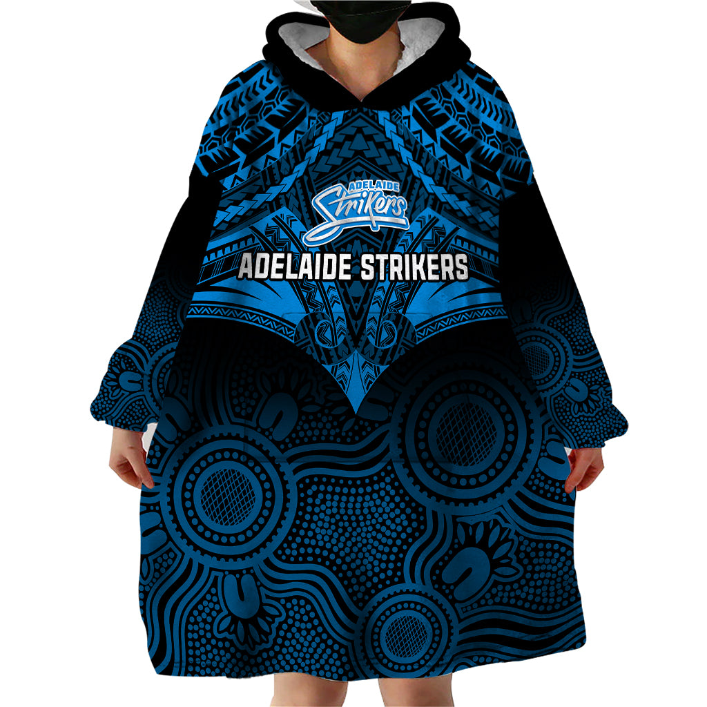 Adelaide Strikers Cricket Wearable Blanket Hoodie 2023 Unique Indigenous Art Mix Polynesian Pattern - Vibe Hoodie Shop