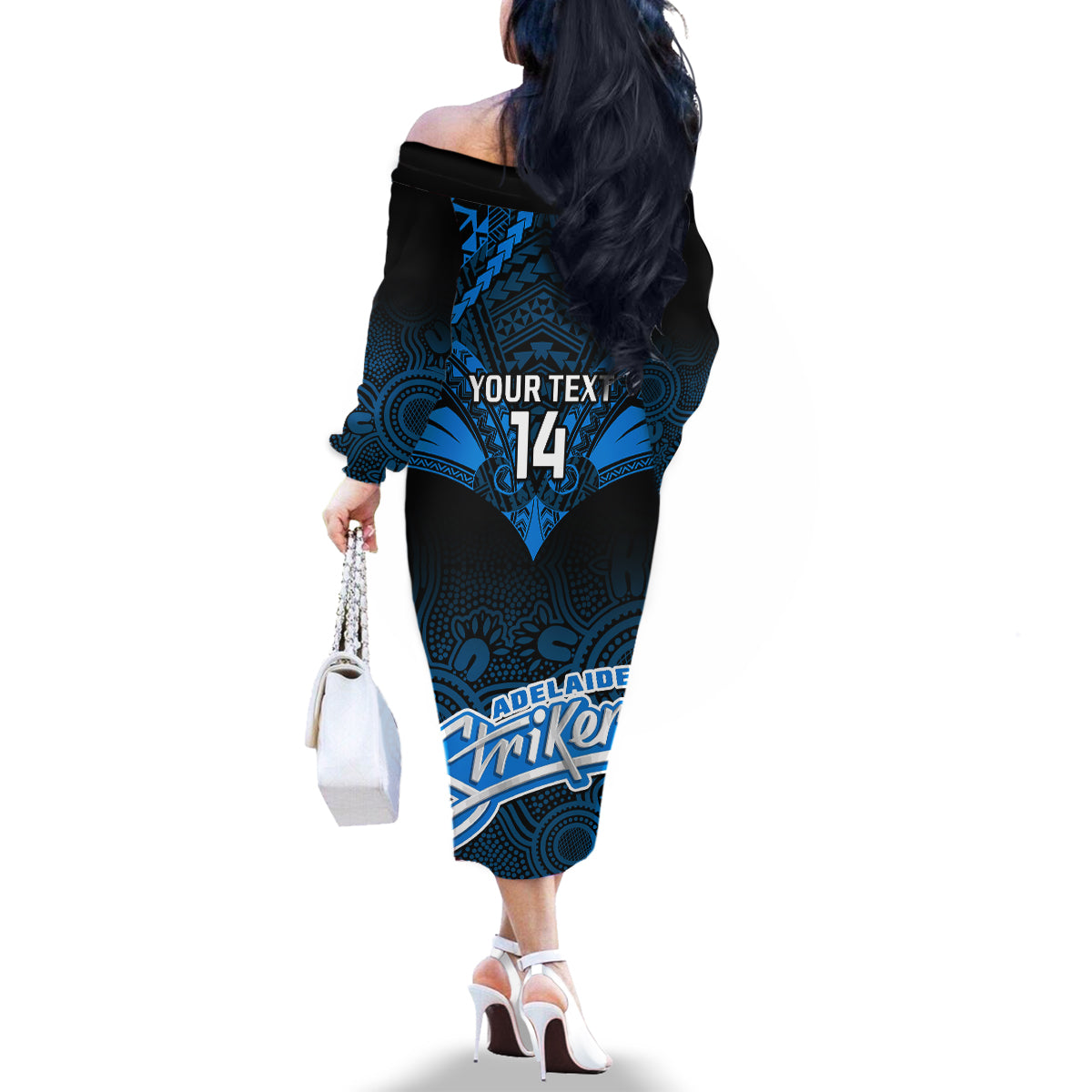 custom-adelaide-strikers-cricket-family-matching-off-shoulder-long-sleeve-dress-and-hawaiian-shirt-2023-unique-indigenous-art-mix-polynesian-pattern