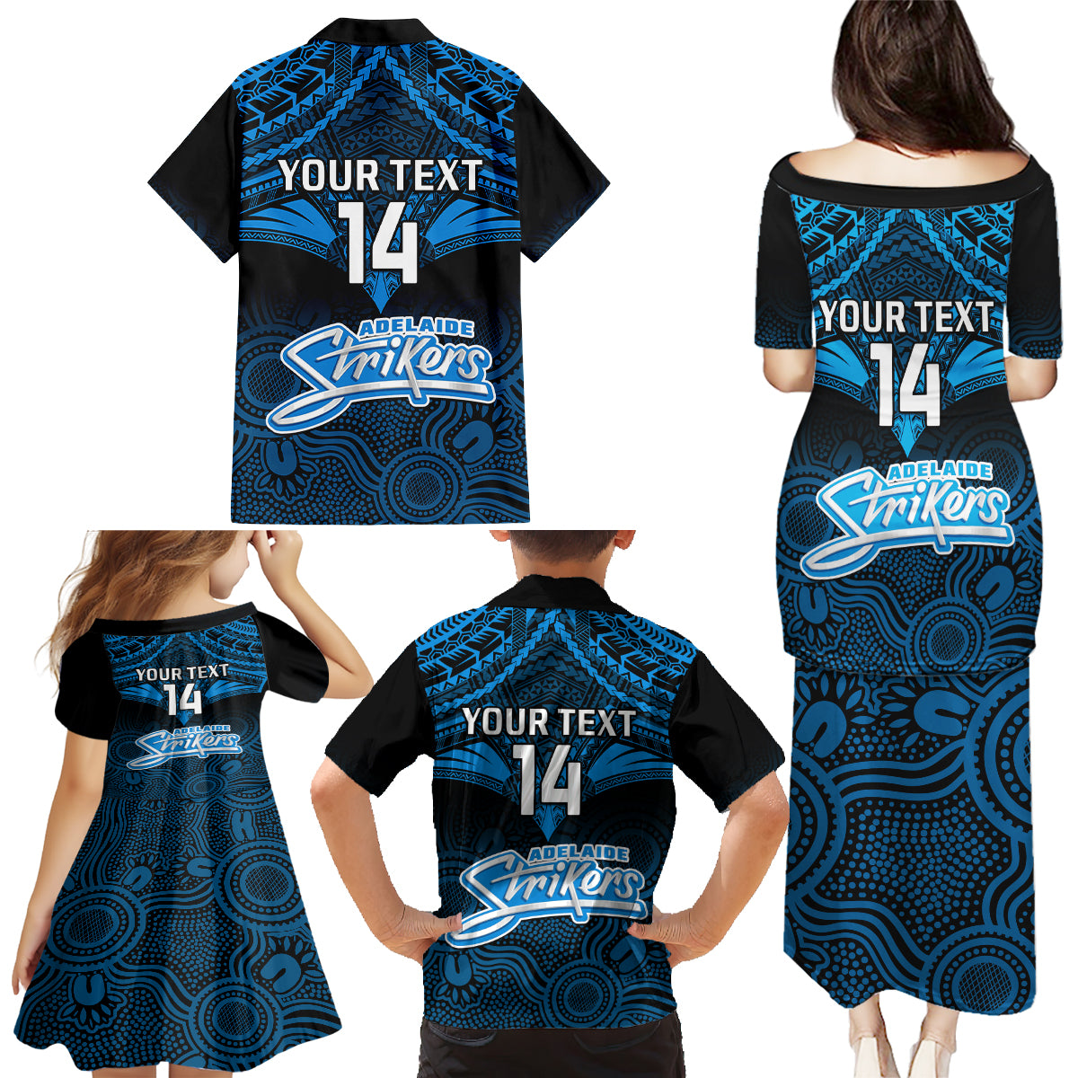 custom-adelaide-strikers-cricket-family-matching-puletasi-dress-and-hawaiian-shirt-2023-unique-indigenous-art-mix-polynesian-pattern