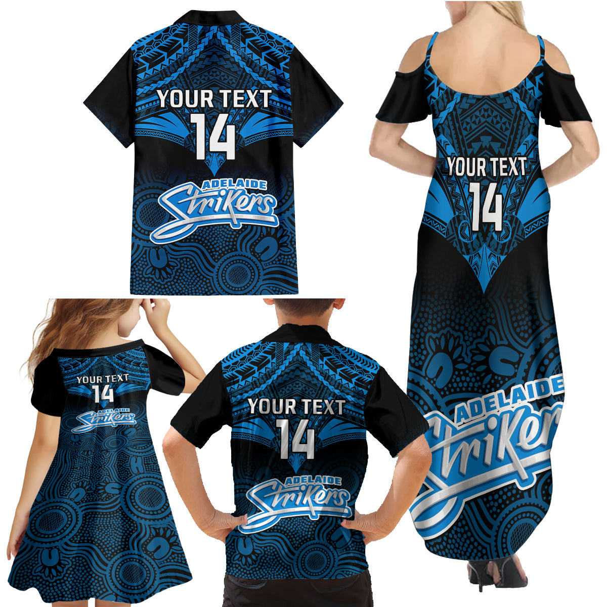 custom-adelaide-strikers-cricket-family-matching-summer-maxi-dress-and-hawaiian-shirt-2023-unique-indigenous-art-mix-polynesian-pattern