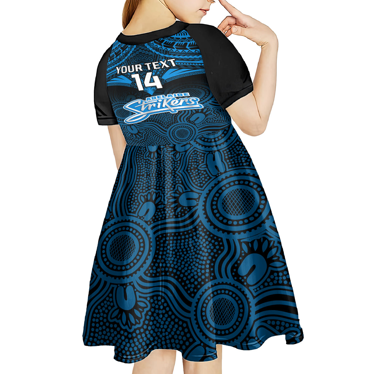 Custom Adelaide Strikers Cricket Kid Short Sleeve Dress 2023 Unique Indigenous Art Mix Polynesian Pattern - Vibe Hoodie Shop