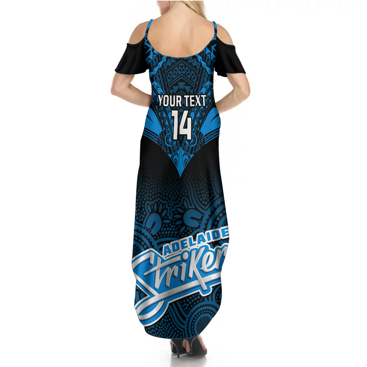 custom-adelaide-strikers-cricket-summer-maxi-dress-2023-unique-indigenous-art-mix-polynesian-pattern