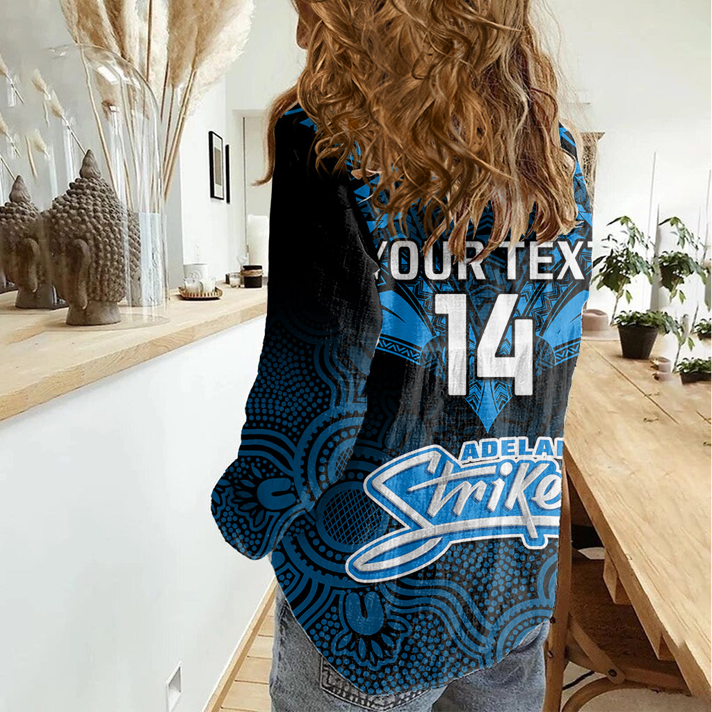Custom Adelaide Strikers Cricket Women Casual Shirt 2023 Unique Indigenous Art Mix Polynesian Pattern - Vibe Hoodie Shop