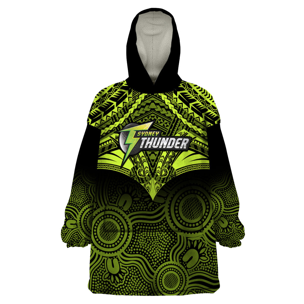 Sydney Thunder Cricket Wearable Blanket Hoodie 2023 Unique Indigenous Art Mix Polynesian Pattern - Vibe Hoodie Shop