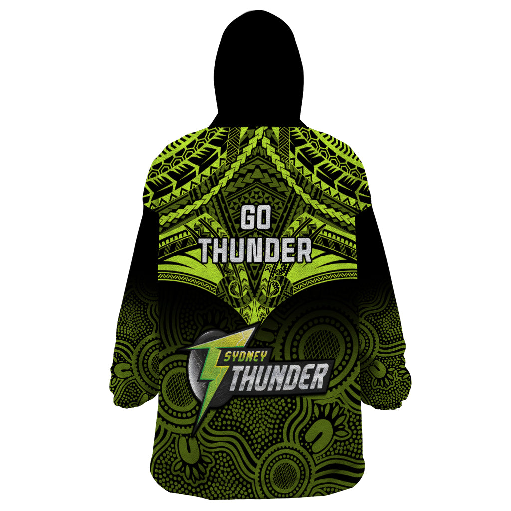 Sydney Thunder Cricket Wearable Blanket Hoodie 2023 Unique Indigenous Art Mix Polynesian Pattern - Vibe Hoodie Shop