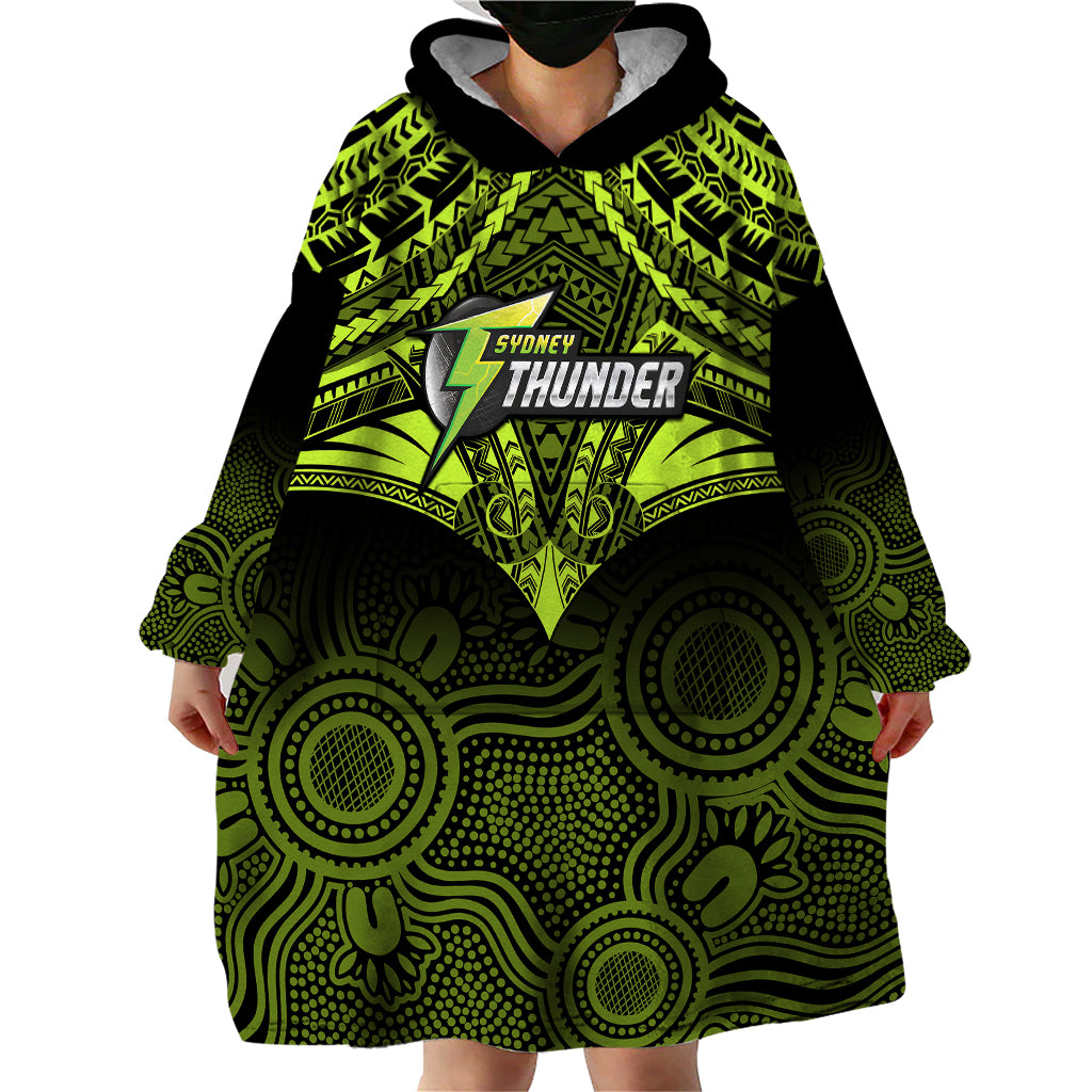 Sydney Thunder Cricket Wearable Blanket Hoodie 2023 Unique Indigenous Art Mix Polynesian Pattern - Vibe Hoodie Shop