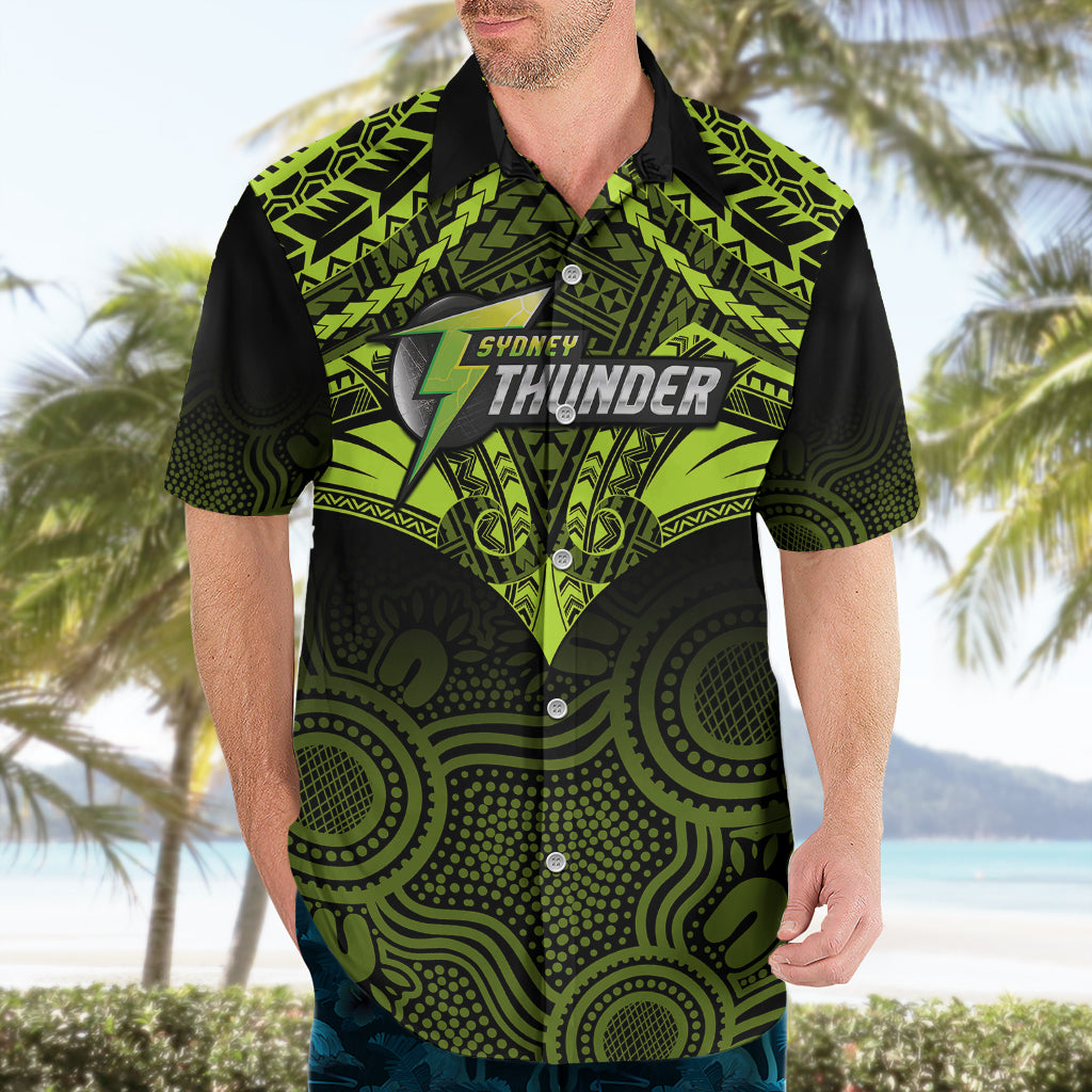 Custom Sydney Thunder Cricket Hawaiian Shirt 2023 Unique Indigenous Art Mix Polynesian Pattern - Vibe Hoodie Shop