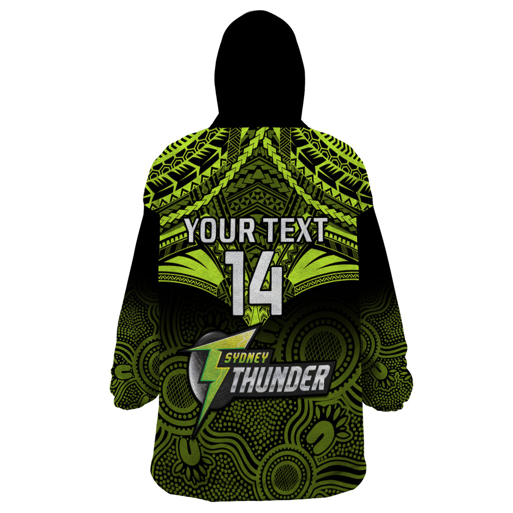 Custom Sydney Thunder Cricket Wearable Blanket Hoodie 2023 Unique Indigenous Art Mix Polynesian Pattern - Vibe Hoodie Shop