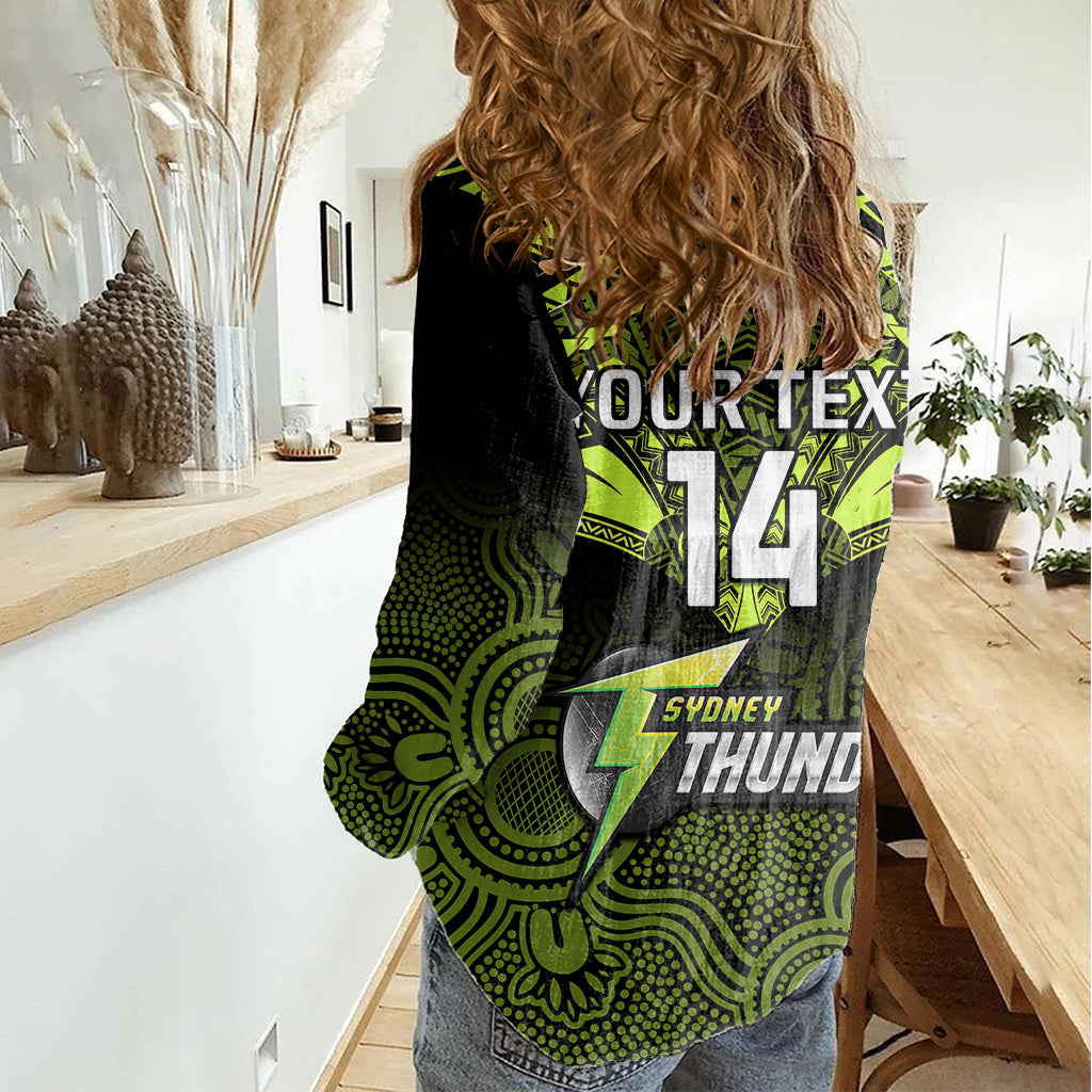 Custom Sydney Thunder Cricket Women Casual Shirt 2023 Unique Indigenous Art Mix Polynesian Pattern - Vibe Hoodie Shop