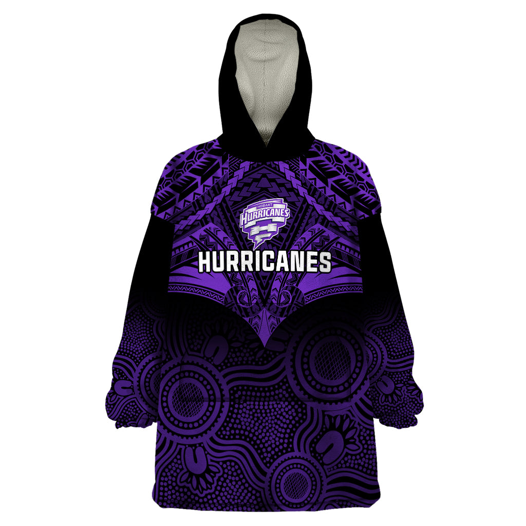 Hobart Hurricanes Cricket Wearable Blanket Hoodie 2023 Unique Indigenous Art Mix Polynesian Pattern - Vibe Hoodie Shop