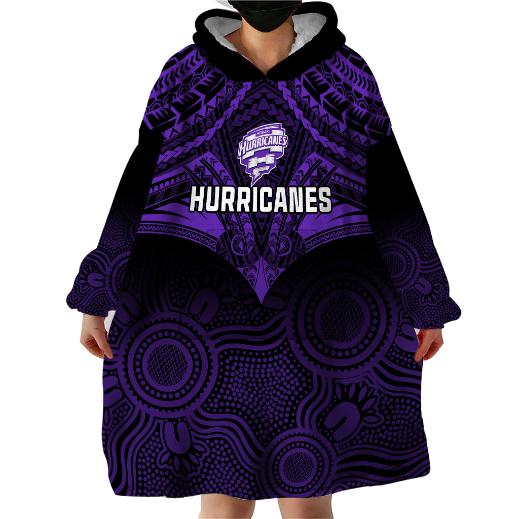 Hobart Hurricanes Cricket Wearable Blanket Hoodie 2023 Unique Indigenous Art Mix Polynesian Pattern - Vibe Hoodie Shop