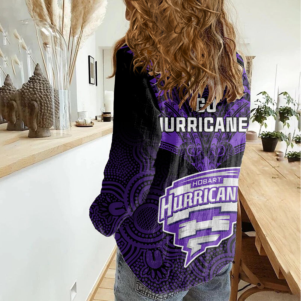 Hobart Hurricanes Cricket Women Casual Shirt 2023 Unique Indigenous Art Mix Polynesian Pattern - Vibe Hoodie Shop