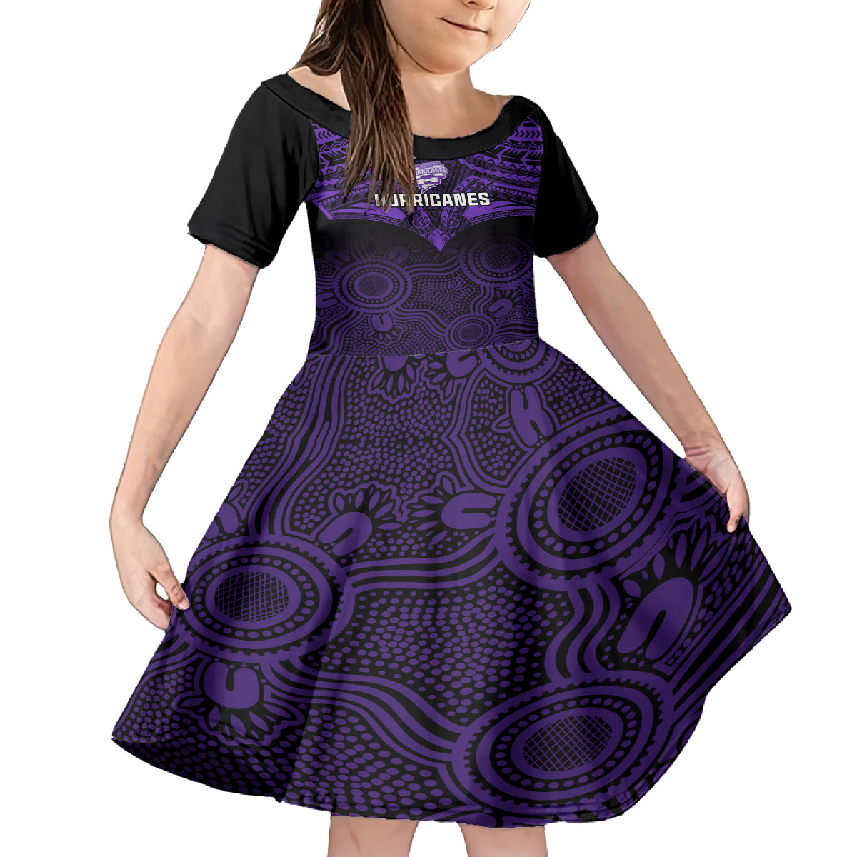 custom-hobart-hurricanes-cricket-family-matching-long-sleeve-bodycon-dress-and-hawaiian-shirt-2023-unique-indigenous-art-mix-polynesian-pattern