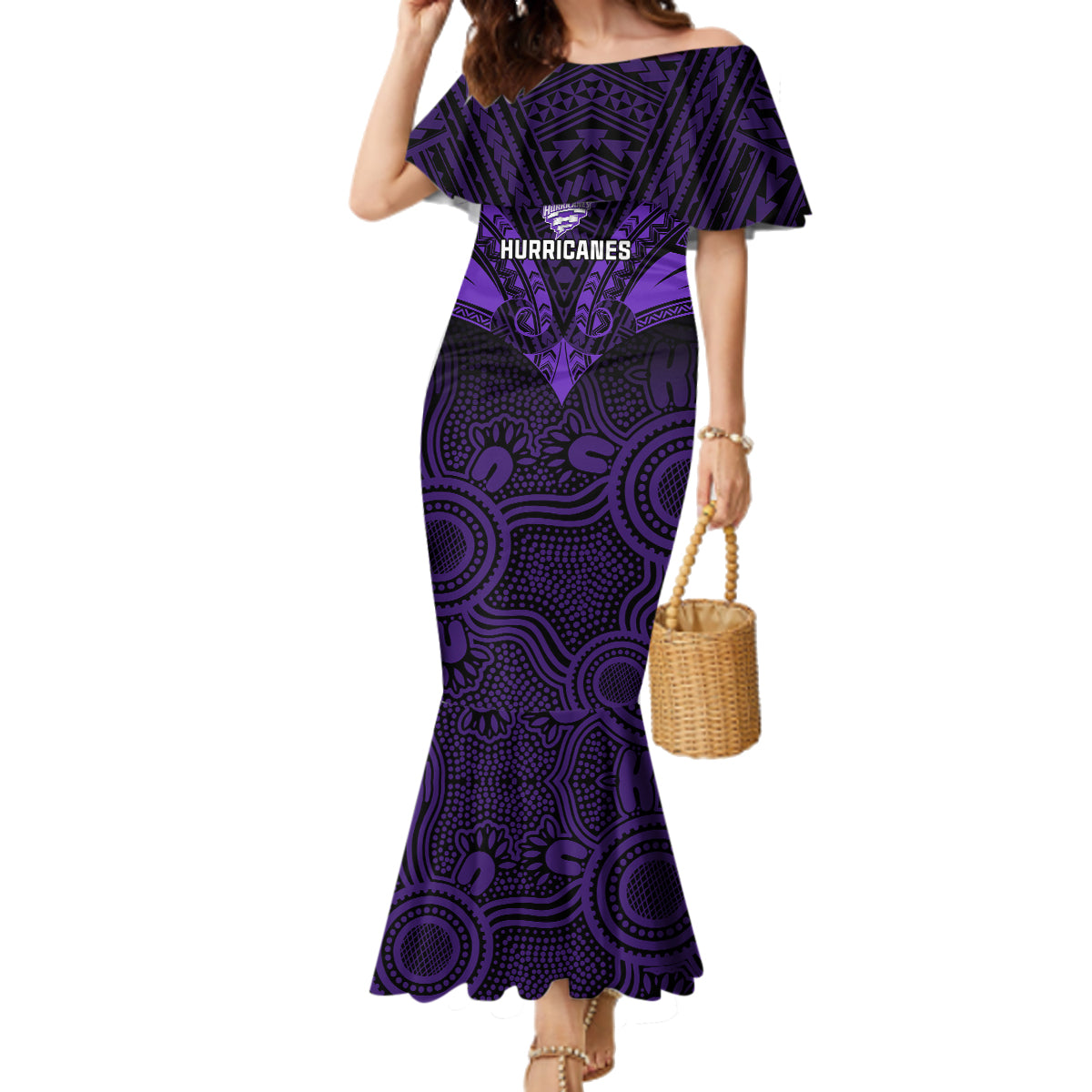 custom-hobart-hurricanes-cricket-family-matching-mermaid-dress-and-hawaiian-shirt-2023-unique-indigenous-art-mix-polynesian-pattern