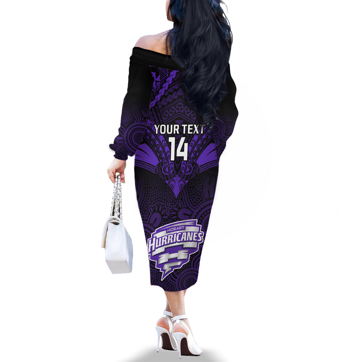 custom-hobart-hurricanes-cricket-family-matching-off-shoulder-long-sleeve-dress-and-hawaiian-shirt-2023-unique-indigenous-art-mix-polynesian-pattern