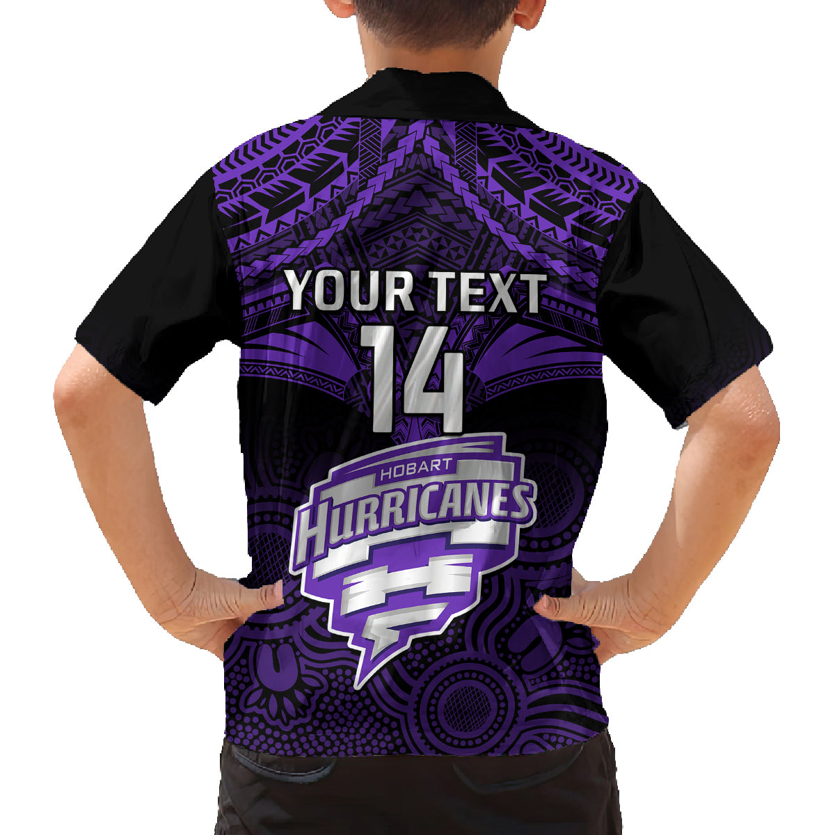 custom-hobart-hurricanes-cricket-family-matching-off-shoulder-maxi-dress-and-hawaiian-shirt-2023-unique-indigenous-art-mix-polynesian-pattern