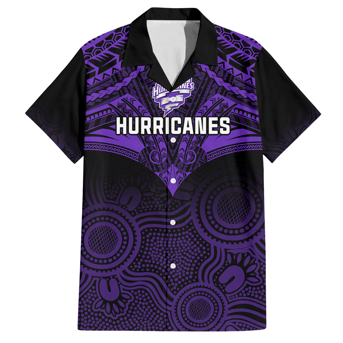 custom-hobart-hurricanes-cricket-family-matching-off-shoulder-maxi-dress-and-hawaiian-shirt-2023-unique-indigenous-art-mix-polynesian-pattern