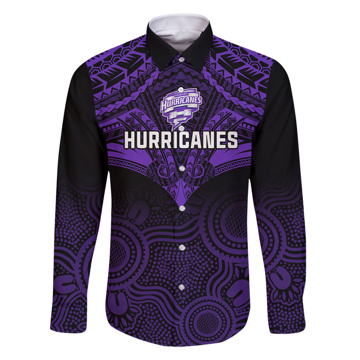 custom-hobart-hurricanes-cricket-family-matching-off-shoulder-maxi-dress-and-hawaiian-shirt-2023-unique-indigenous-art-mix-polynesian-pattern