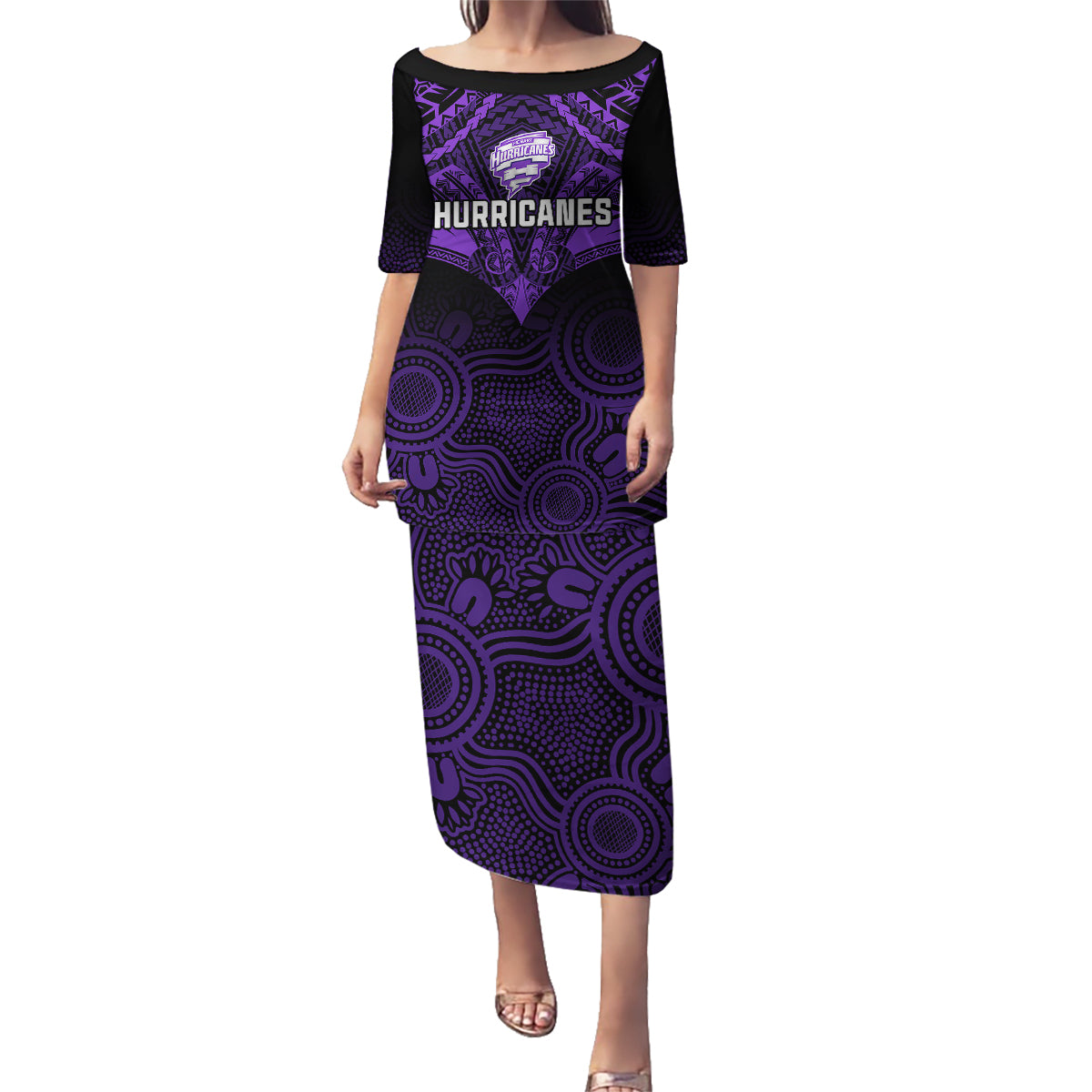 custom-hobart-hurricanes-cricket-family-matching-puletasi-dress-and-hawaiian-shirt-2023-unique-indigenous-art-mix-polynesian-pattern