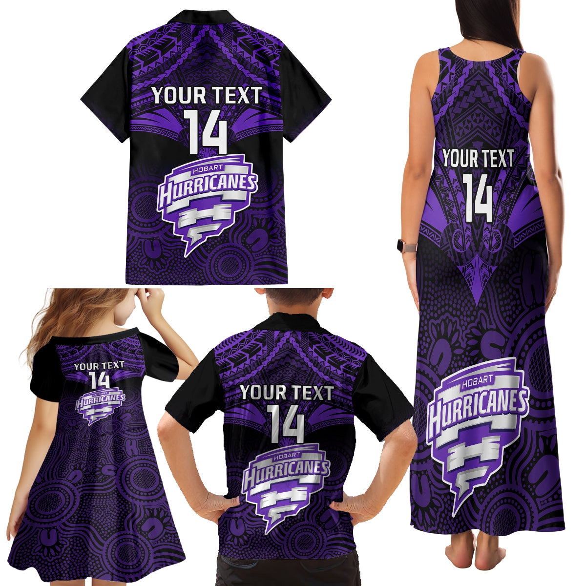 custom-hobart-hurricanes-cricket-family-matching-tank-maxi-dress-and-hawaiian-shirt-2023-unique-indigenous-art-mix-polynesian-pattern