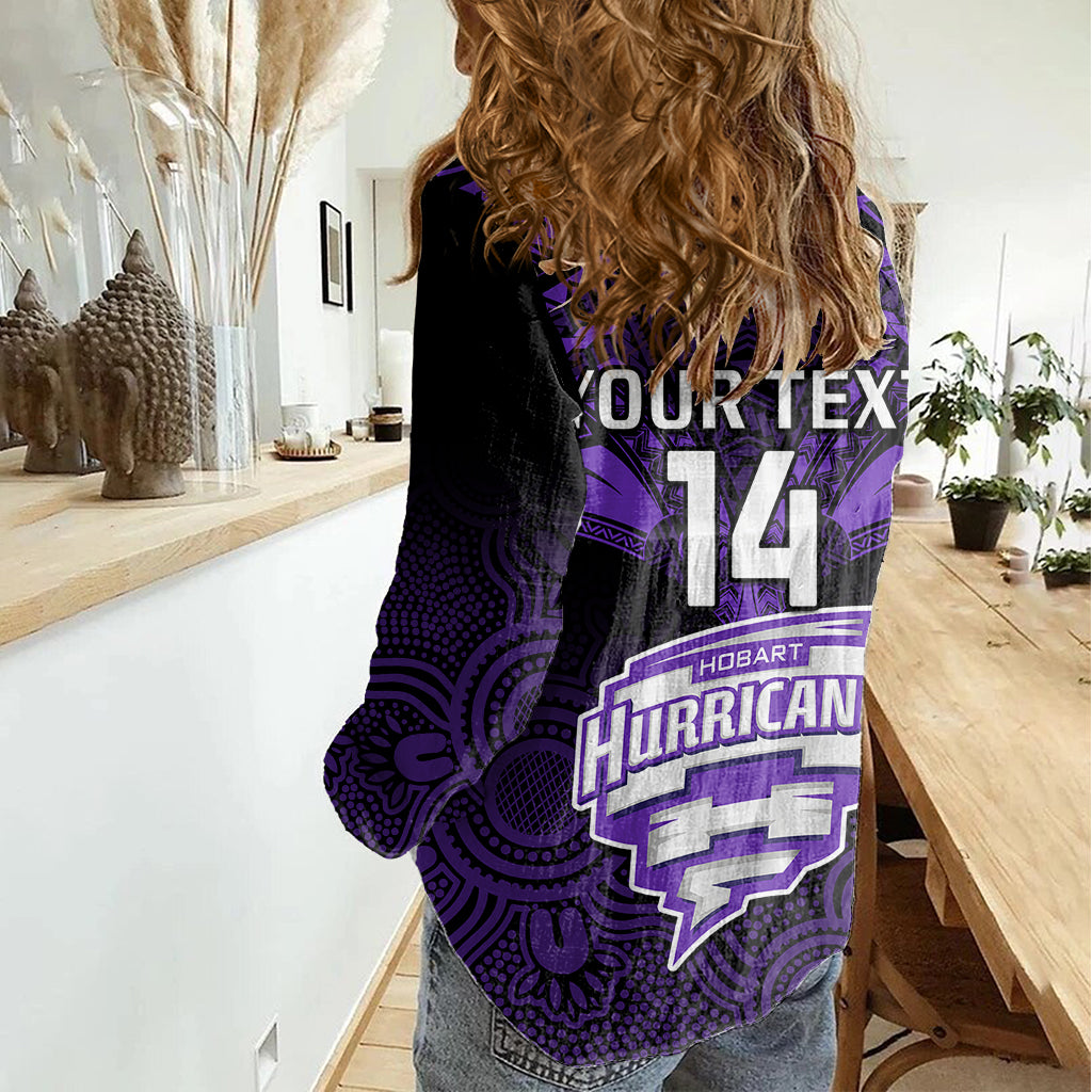 Custom Hobart Hurricanes Cricket Women Casual Shirt 2023 Unique Indigenous Art Mix Polynesian Pattern - Vibe Hoodie Shop