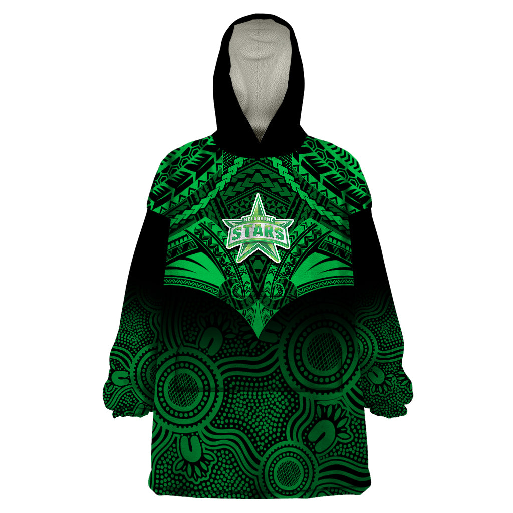 Melbourne Stars Cricket Wearable Blanket Hoodie 2023 Unique Indigenous Art Mix Polynesian Pattern - Vibe Hoodie Shop