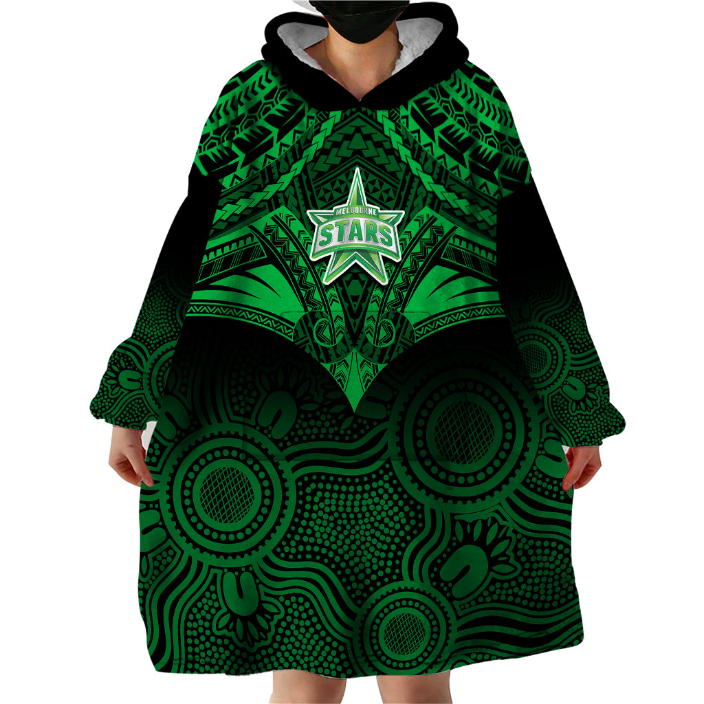 Melbourne Stars Cricket Wearable Blanket Hoodie 2023 Unique Indigenous Art Mix Polynesian Pattern - Vibe Hoodie Shop