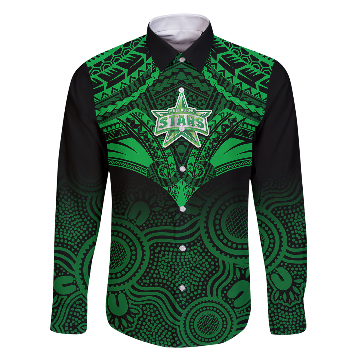 custom-melbourne-stars-cricket-family-matching-long-sleeve-bodycon-dress-and-hawaiian-shirt-2023-unique-indigenous-art-mix-polynesian-pattern