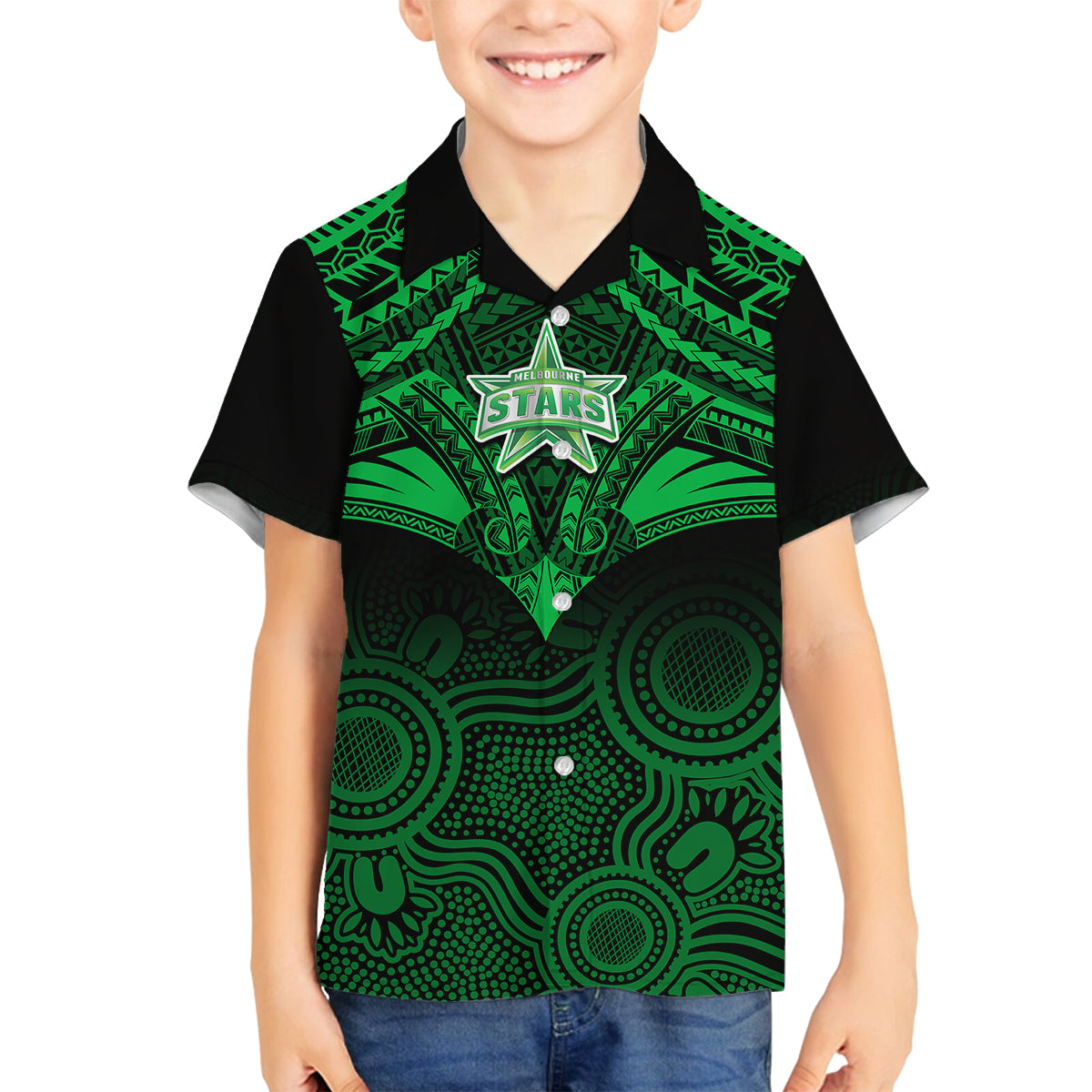 custom-melbourne-stars-cricket-family-matching-mermaid-dress-and-hawaiian-shirt-2023-unique-indigenous-art-mix-polynesian-pattern