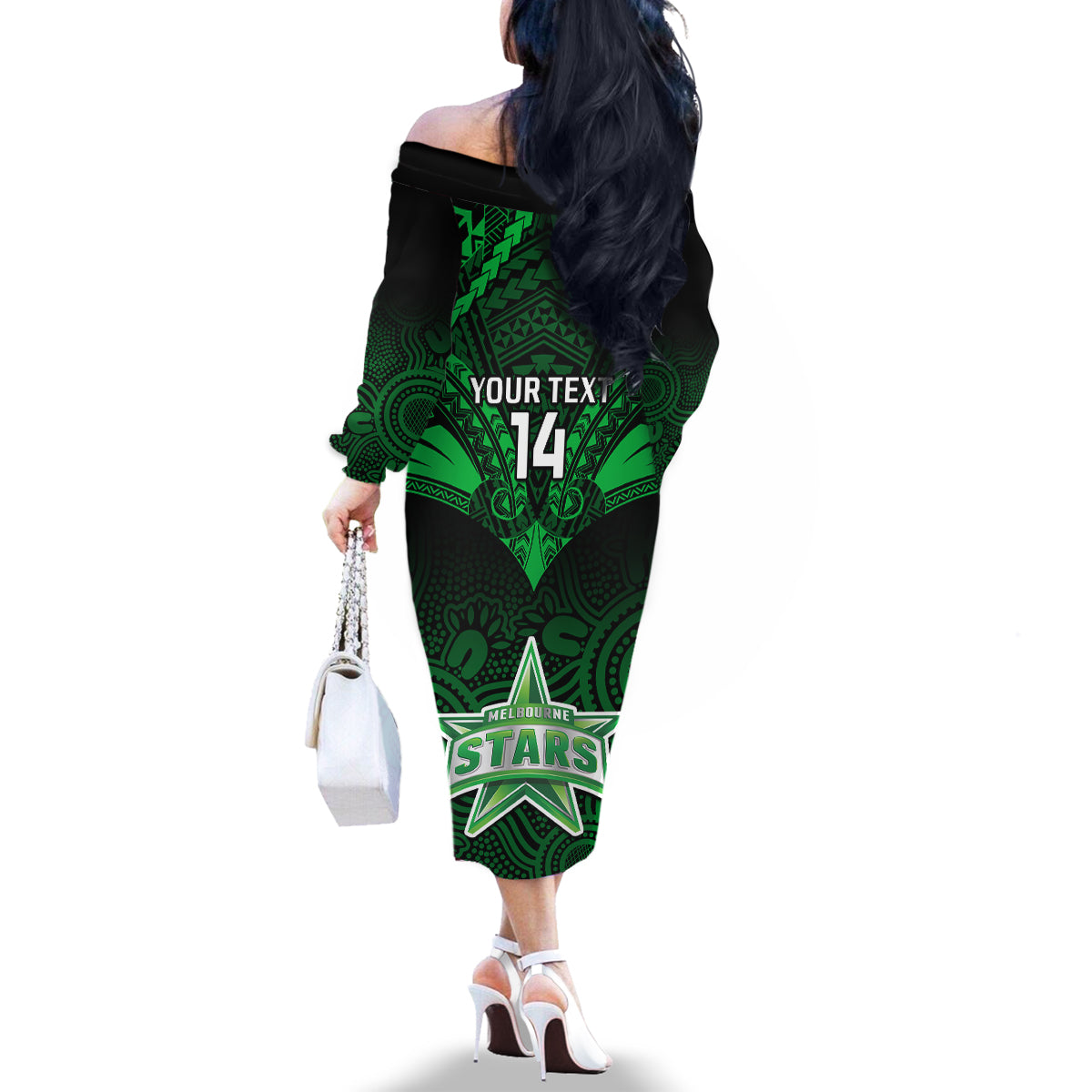 custom-melbourne-stars-cricket-family-matching-off-shoulder-long-sleeve-dress-and-hawaiian-shirt-2023-unique-indigenous-art-mix-polynesian-pattern