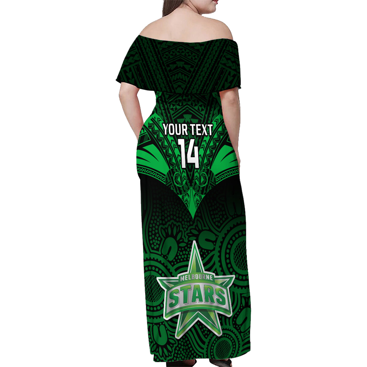 custom-melbourne-stars-cricket-family-matching-off-shoulder-maxi-dress-and-hawaiian-shirt-2023-unique-indigenous-art-mix-polynesian-pattern